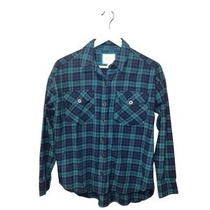Forever 21 Green & Navy Plaid Flannel Shirt – Women’s Size Small